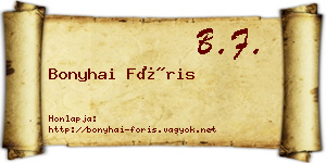 Bonyhai Fóris névjegykártya